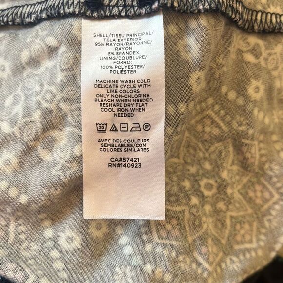 LOFT Blue Pink Geometric Mandala Print V neck Sleeveless Flowy Skater Dress 4 - Picture 5 of 5